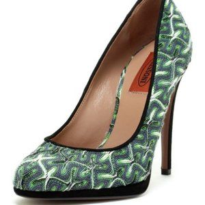 Missoni Fabric Green Round Toe High Heel